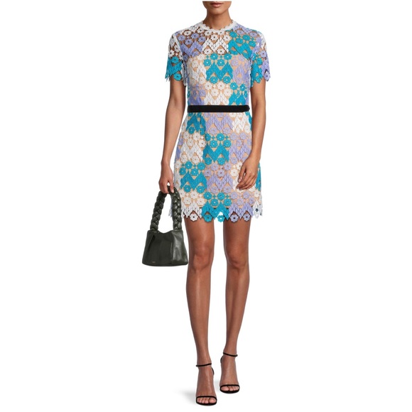 Elliatt Deception Velvet-Trimmed Lace Mini Dress size S NWT - Picture 2 of 12